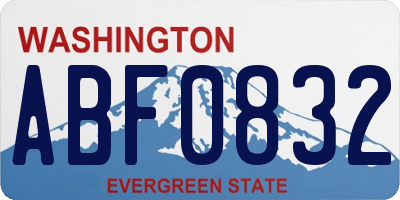 WA license plate ABF0832