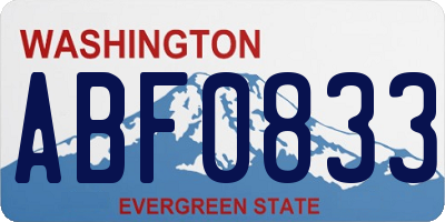 WA license plate ABF0833
