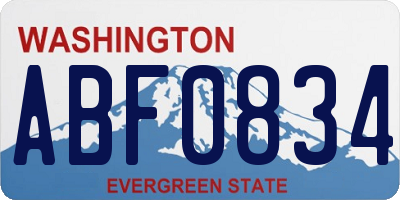 WA license plate ABF0834