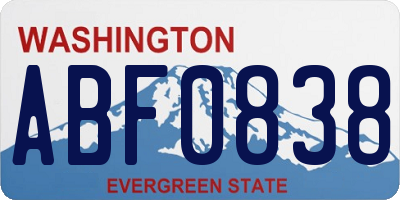 WA license plate ABF0838