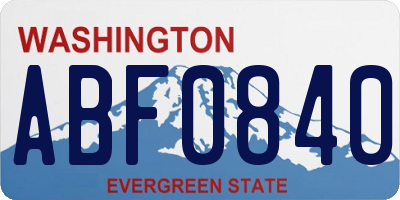 WA license plate ABF0840