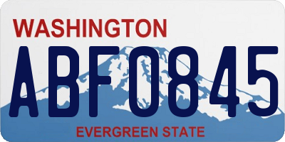 WA license plate ABF0845