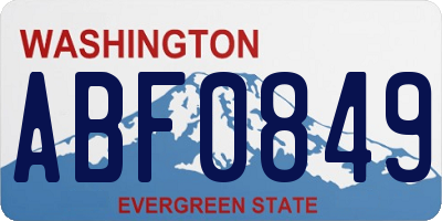WA license plate ABF0849