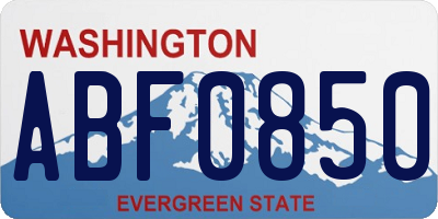 WA license plate ABF0850