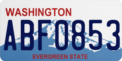 WA license plate ABF0853