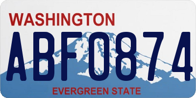 WA license plate ABF0874
