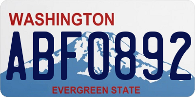 WA license plate ABF0892