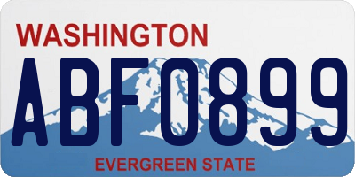 WA license plate ABF0899