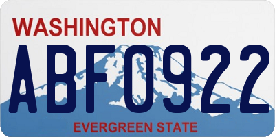 WA license plate ABF0922