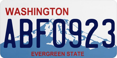 WA license plate ABF0923