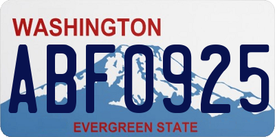 WA license plate ABF0925