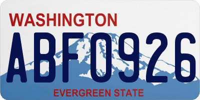 WA license plate ABF0926