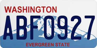 WA license plate ABF0927