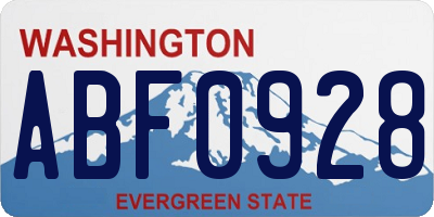 WA license plate ABF0928