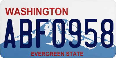 WA license plate ABF0958
