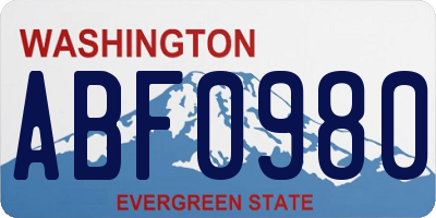 WA license plate ABF0980