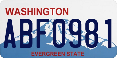 WA license plate ABF0981
