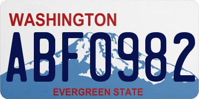 WA license plate ABF0982
