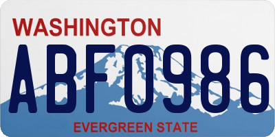 WA license plate ABF0986