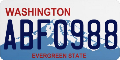 WA license plate ABF0988