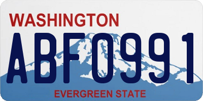 WA license plate ABF0991
