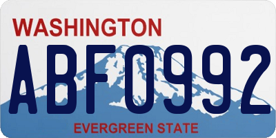 WA license plate ABF0992