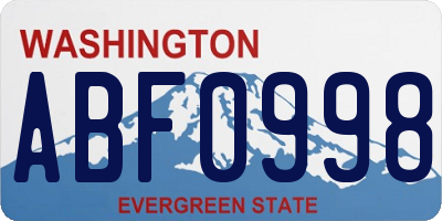 WA license plate ABF0998
