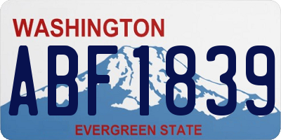 WA license plate ABF1839