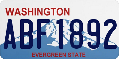 WA license plate ABF1892