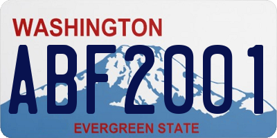 WA license plate ABF2001
