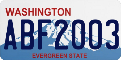 WA license plate ABF2003