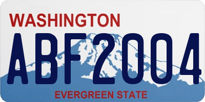 WA license plate ABF2004