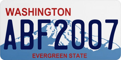 WA license plate ABF2007