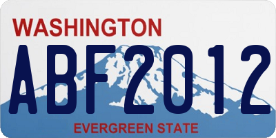 WA license plate ABF2012