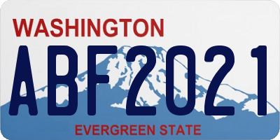 WA license plate ABF2021