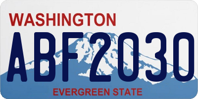 WA license plate ABF2030