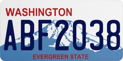 WA license plate ABF2038