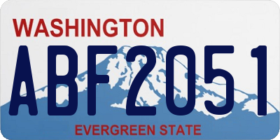 WA license plate ABF2051