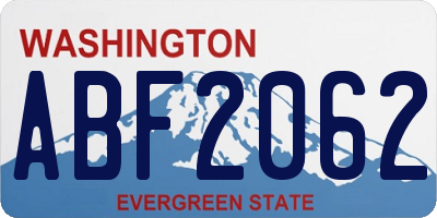 WA license plate ABF2062