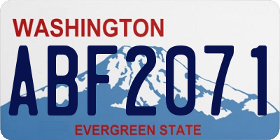 WA license plate ABF2071