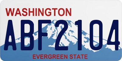 WA license plate ABF2104