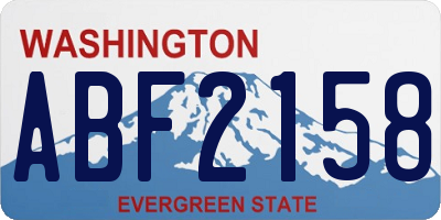 WA license plate ABF2158