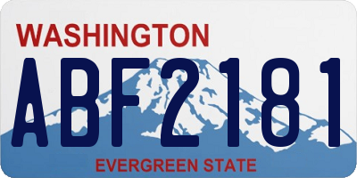 WA license plate ABF2181