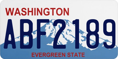 WA license plate ABF2189