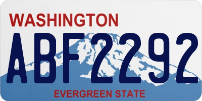 WA license plate ABF2292