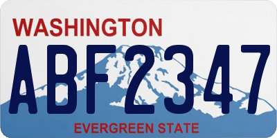 WA license plate ABF2347