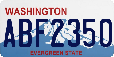 WA license plate ABF2350