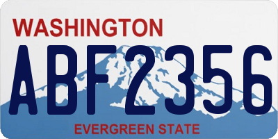 WA license plate ABF2356