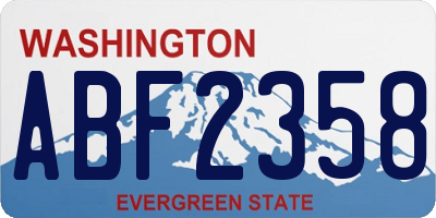 WA license plate ABF2358