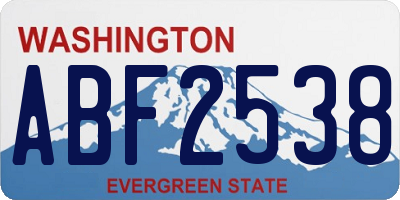 WA license plate ABF2538
